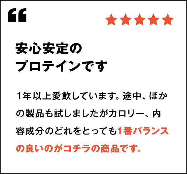 安心安定のプロテインです